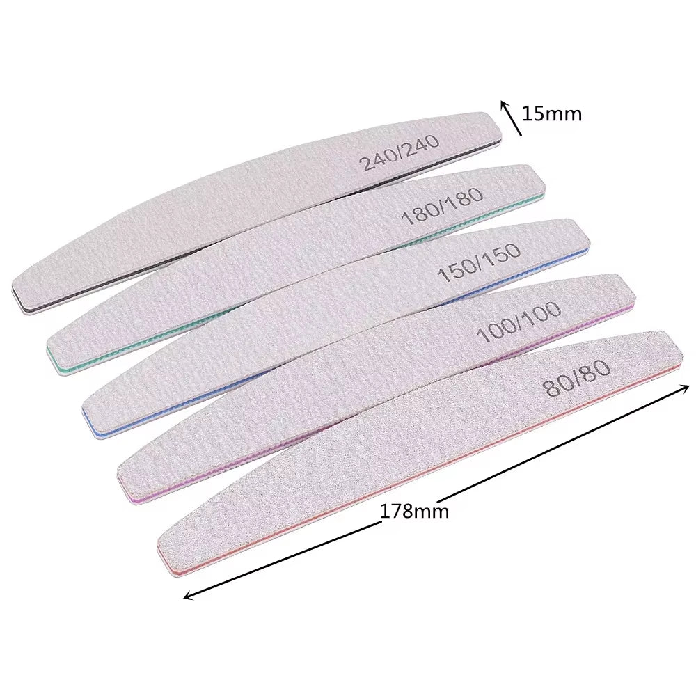 5/10Pcs Professional Nail File 150/180 Sandpaper Strong Thick Nail Files Sanding Half Moon Lime Nail Accessories and Tools