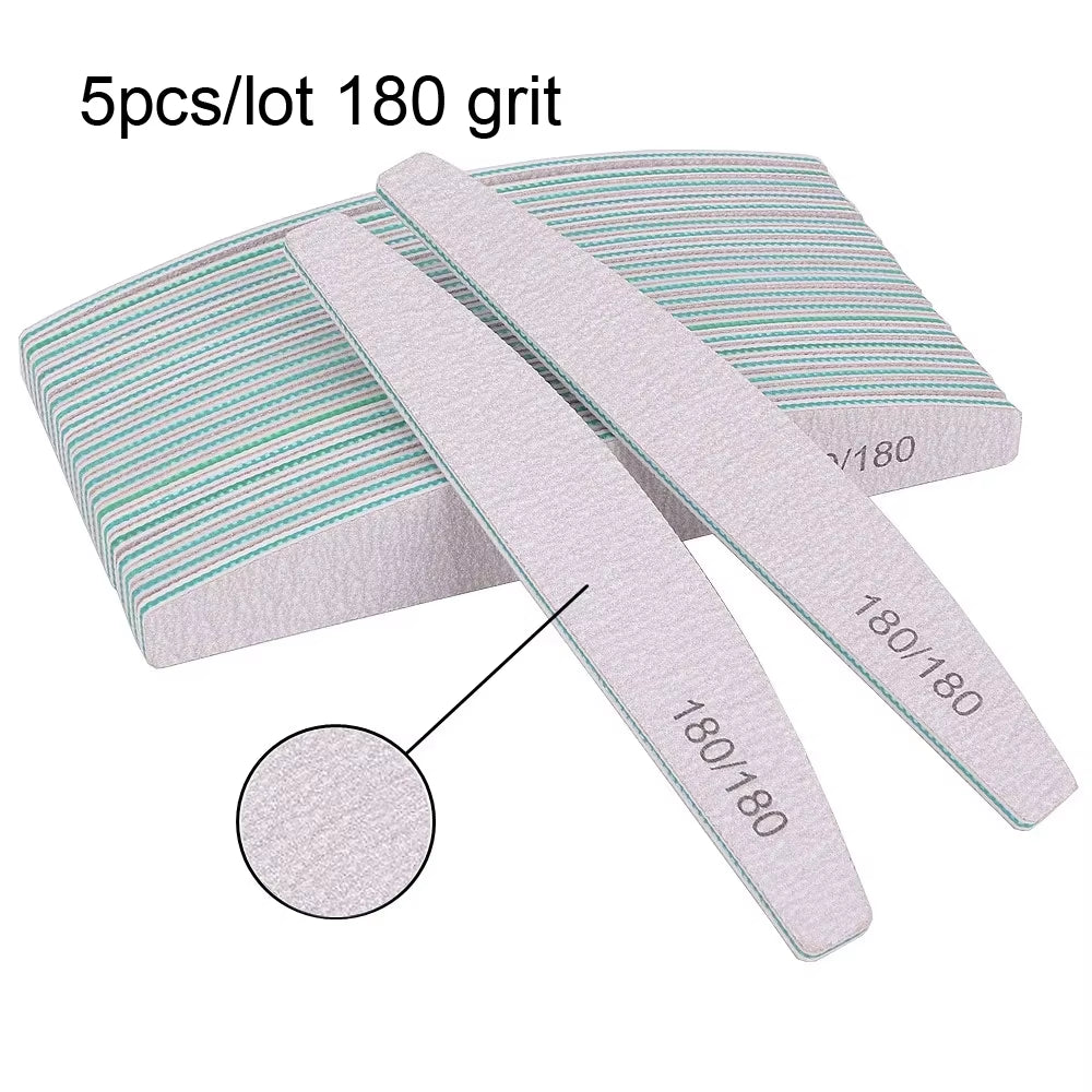 5/10Pcs Professional Nail File 150/180 Sandpaper Strong Thick Nail Files Sanding Half Moon Lime Nail Accessories and Tools