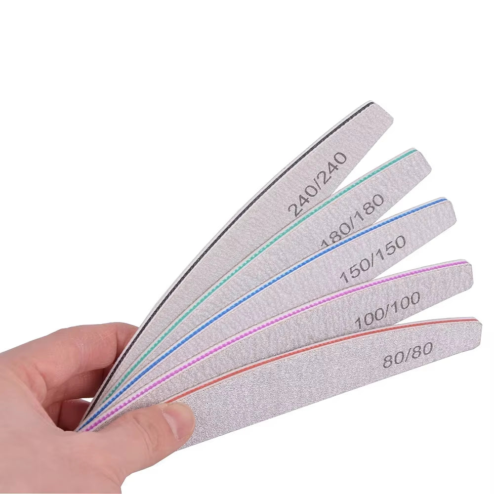 5/10Pcs Professional Nail File 150/180 Sandpaper Strong Thick Nail Files Sanding Half Moon Lime Nail Accessories and Tools