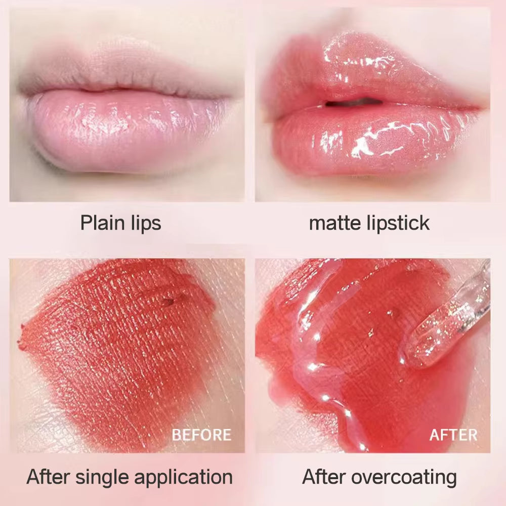 4 PCS Water-Gloss Mirror Jelly Lip Gloss Moisturizes Lips Shimmers with Fine Pearls Brightens Lip Color