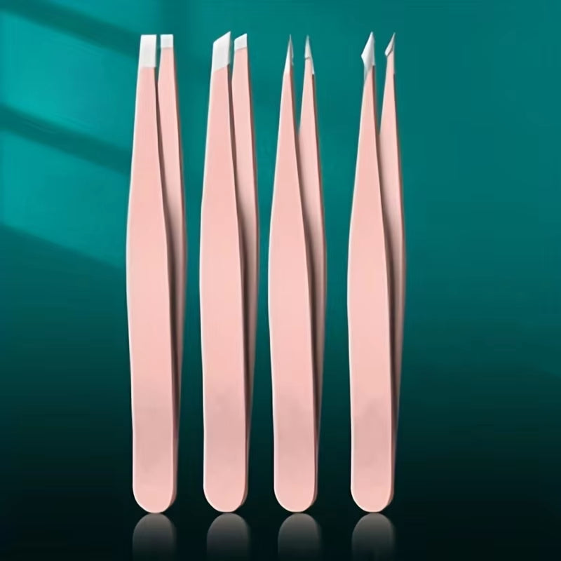 4Pcs Set Professional Tweezers Set Perfect for Eyebrow Hair Removal Splinter Very Effortless and Relaxed to Remove