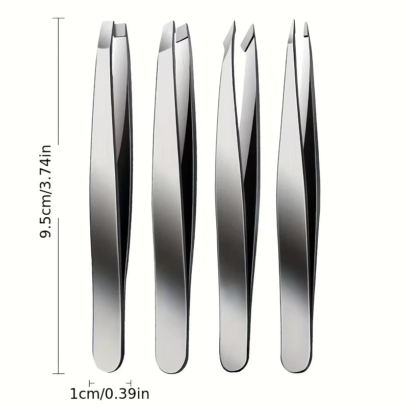 4Pcs Set Professional Tweezers Set Perfect for Eyebrow Hair Removal Splinter Very Effortless and Relaxed to Remove